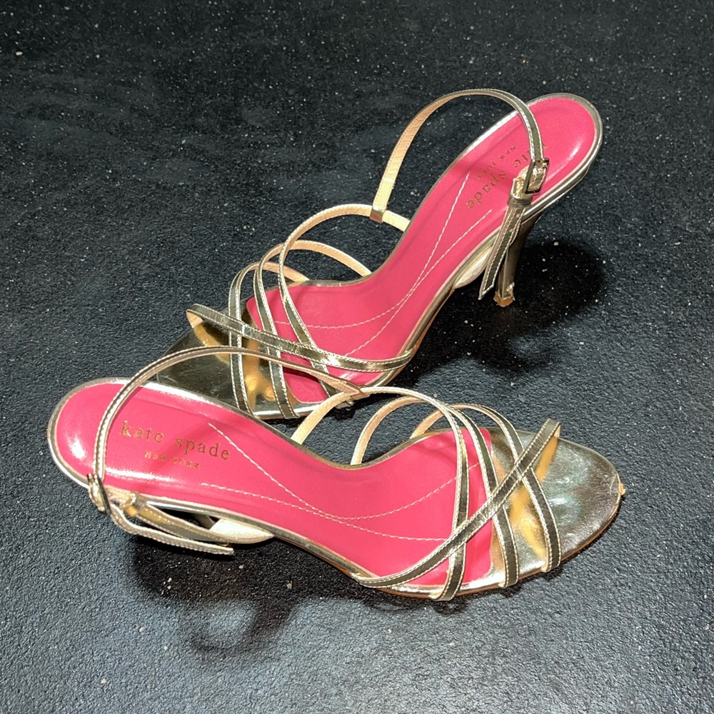 Kate Spade Metallic Gold Strappy Heels